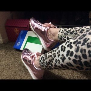 Tory Sport pink metallic ruffle sneakers 7.5